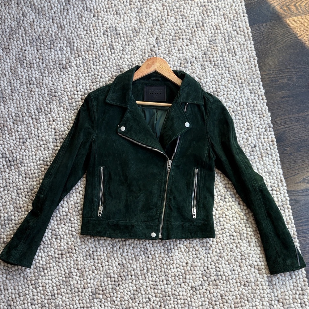 Blank NYC Dark Green Suede Moto Jacket